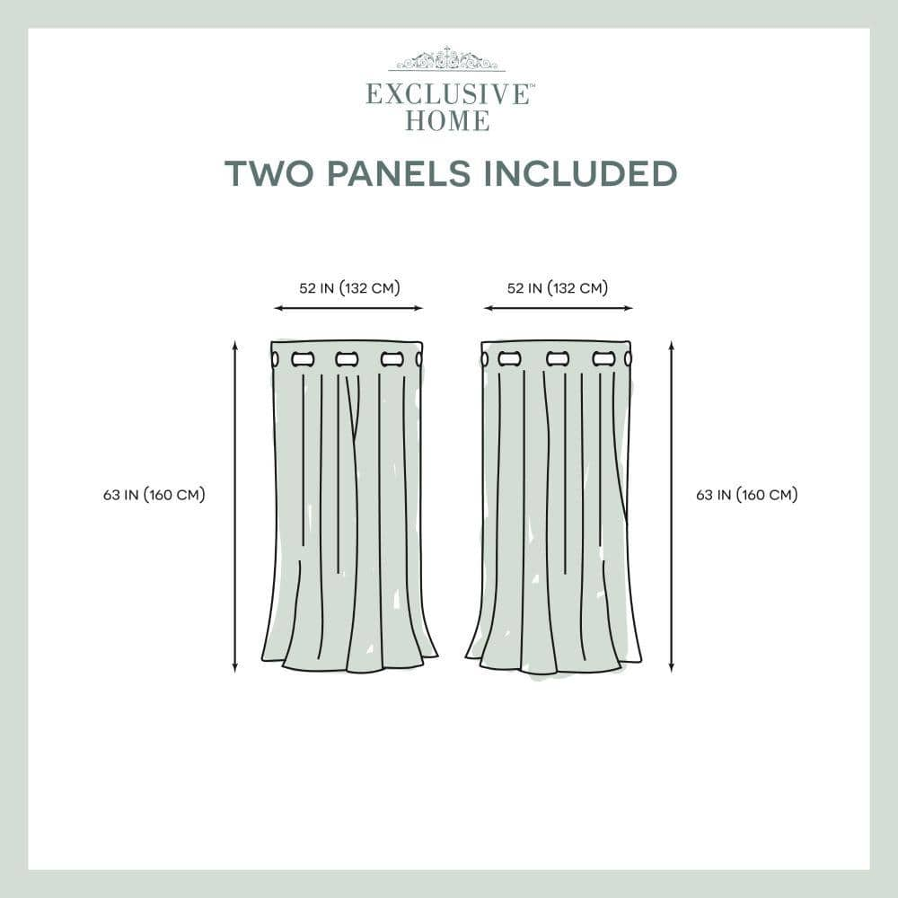 Sateen Seafoam Solid Woven Room Darkening Grommet Top Curtain, 52 in. W x 63 in. L (Set of 2)