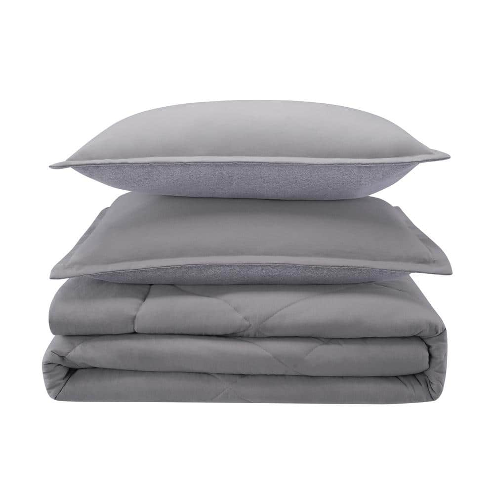 Supersoft 3-Piece Dark Grey Solid Polyester King Cooling Comforter Set