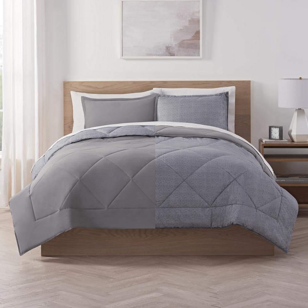 Supersoft 3-Piece Dark Grey Solid Polyester King Cooling Comforter Set