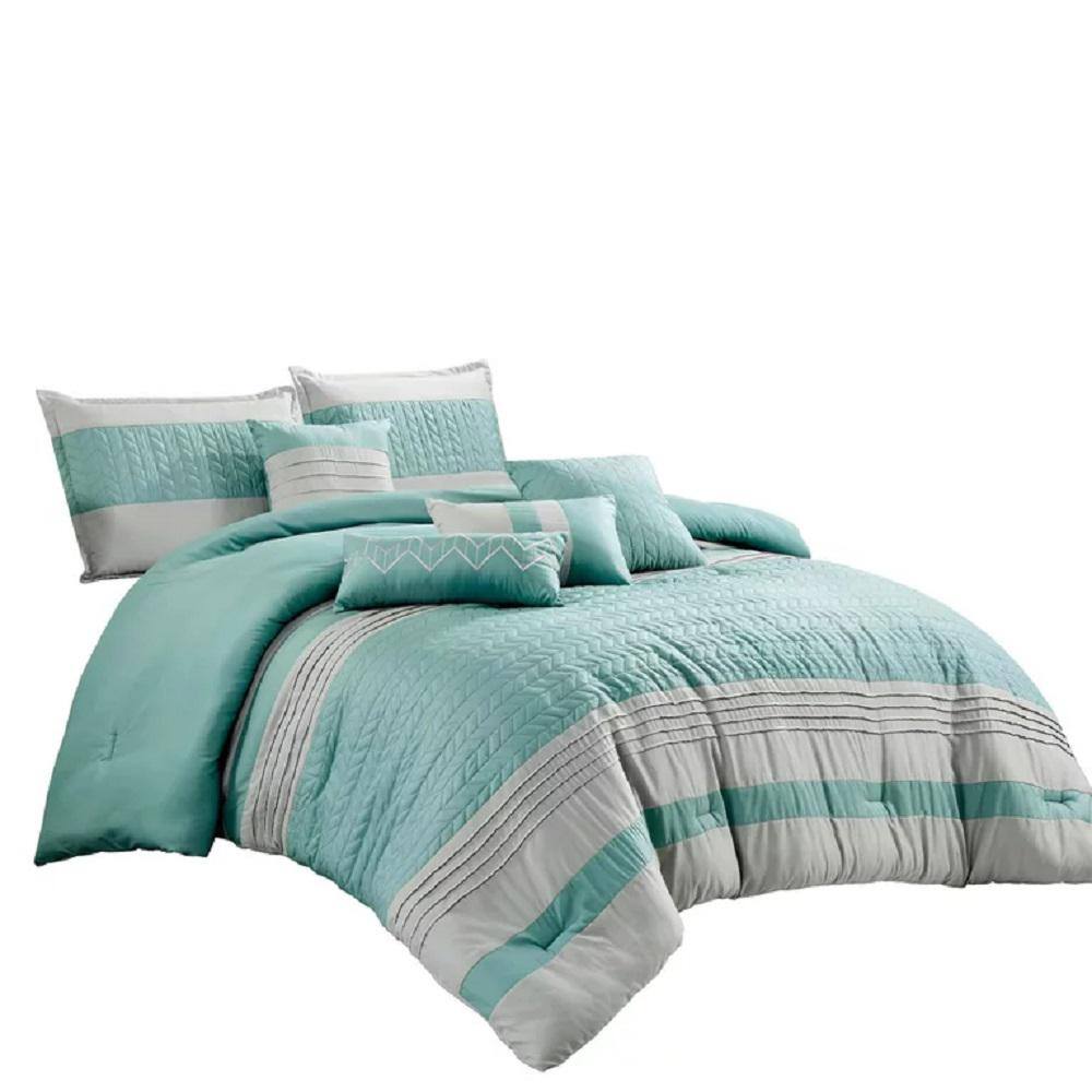 Bedding Comforter Set Bed In A Bag-7 Piece Luxury microfiber Bedding Sets – Oversized Bedroom Comforters, King-Green