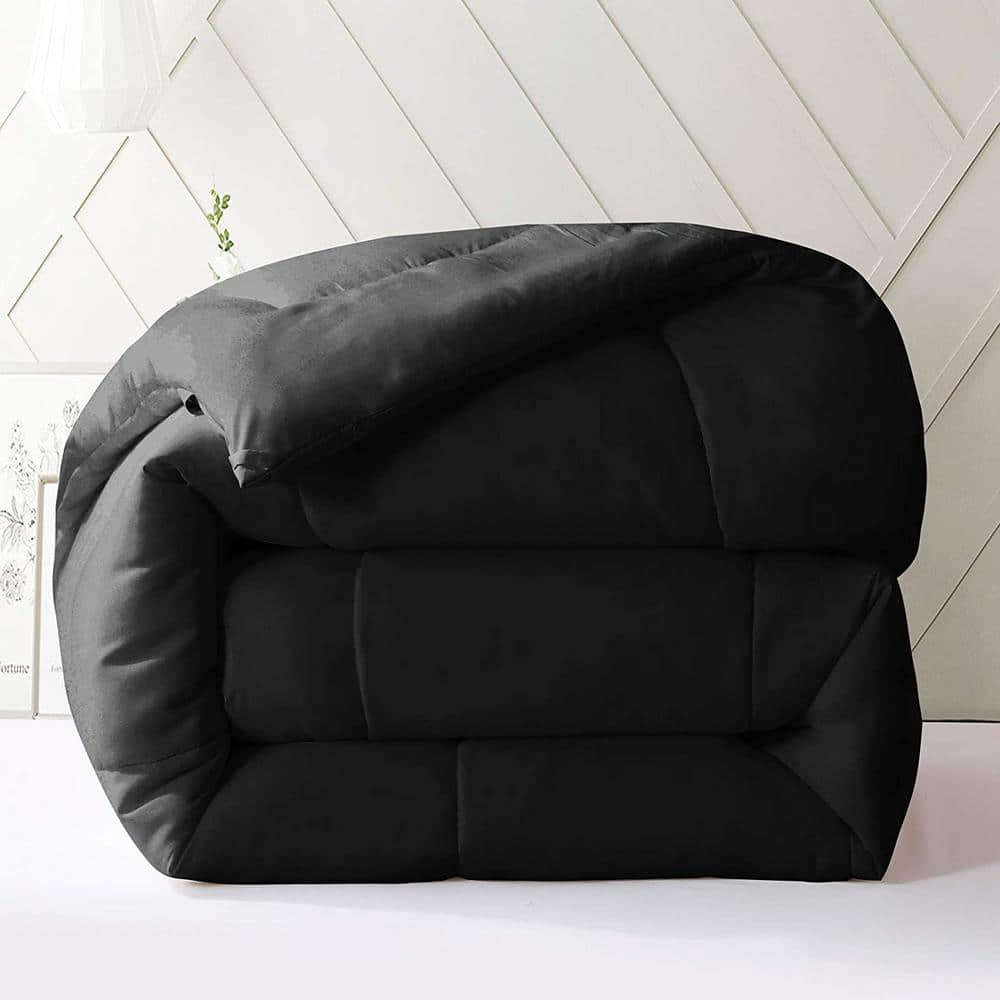 3-Piece Black All Season Down Alternative Comforter Ultra Soft 100% Microfiber Polyester Queen Duvet Insert