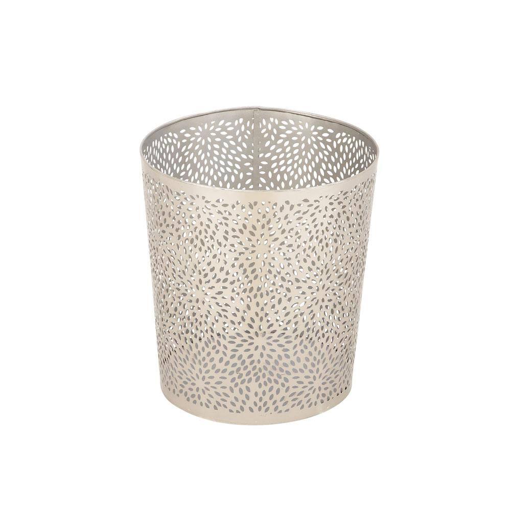 10 in. x 9 in. Silver Metal Glam Small Waste Bin