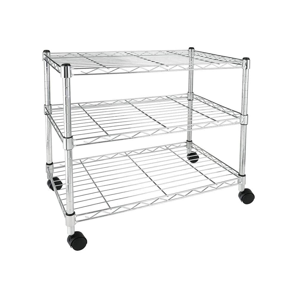 3-Shelf Corner Wire Shelf Rack Adjustable Metal Free Standing Corner Storage Display Rack for Kitchen in Silver