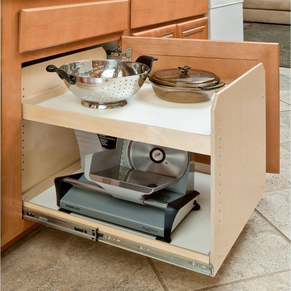 Made-To-Fit 2 Tier Adjustable Tower Cabinet Organizer 6 in. to 24 in. Wide Full-Extension Soft Close