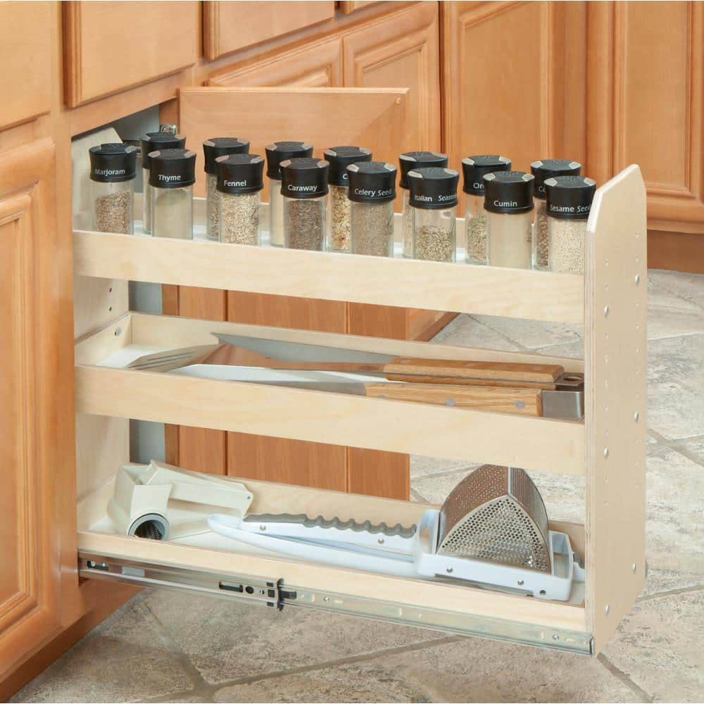 Made-To-Fit 3 Tier Adjustable Tower Cabinet Organizer 6 in. to 12 in. Wide Full-Extension Soft Close