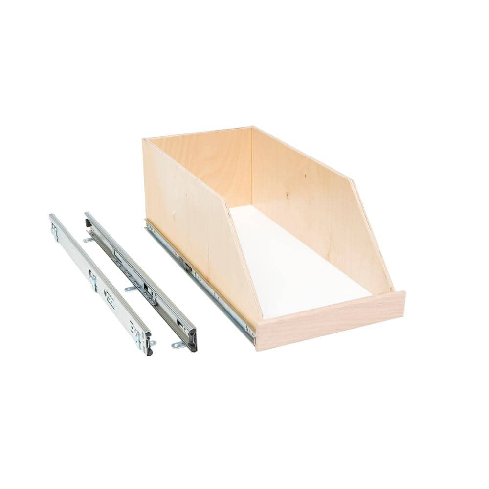 Made-To-Fit 8 in. High Side Slide-Out Shelf, 6 in. to 30 in. Wide, Full-Extension with Soft Close, Choice of Wood Front