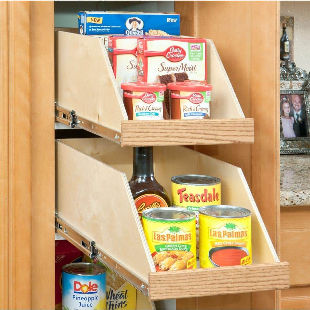 Made-To-Fit 8 in. High Side Slide-Out Shelf, 6 in. to 30 in. Wide, Full-Extension, Choice of Wood Front