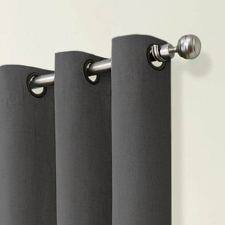 Andora Thermaback Smoke Textured Solid Polyester 42 in. W x 84 in. L Blackout Single Grommet Top Curtain Panel