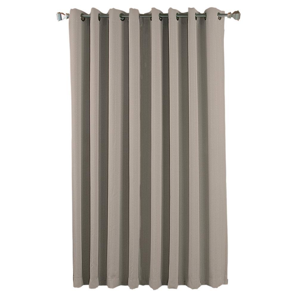 Smoke Woven Solid 110 in. W x 84 in. L Grommet Blackout Curtain