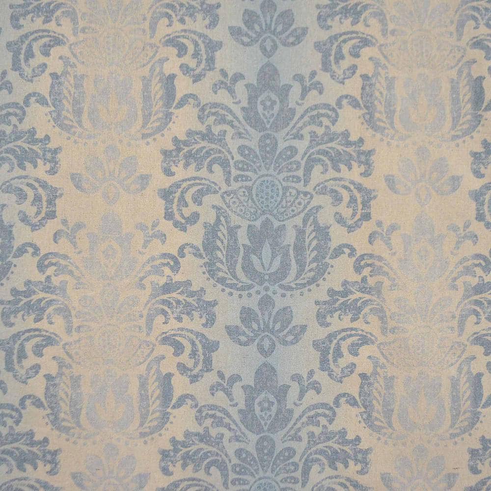 Nadya Damask Thermalayer Smokey Blue Damask Pattern Polyester 52 in. W x 108 in. L Blackout Single Grommet Curtain Panel