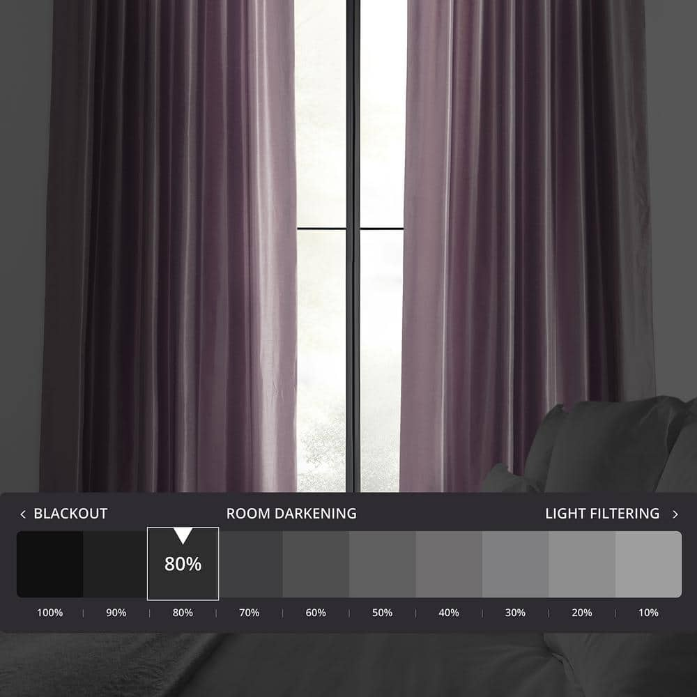 Smokey Plum Solid Rod Pocket Room Darkening Curtain – 50 in. W x 120 in. L (1 Panel)