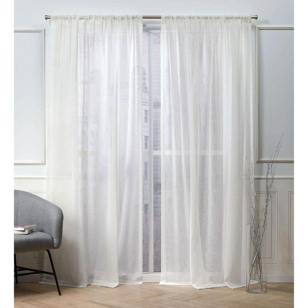 Belfry Snowflake Solid Sheer Rod Pocket Curtain, 50 in. W x 96 in. L (Set of 2)