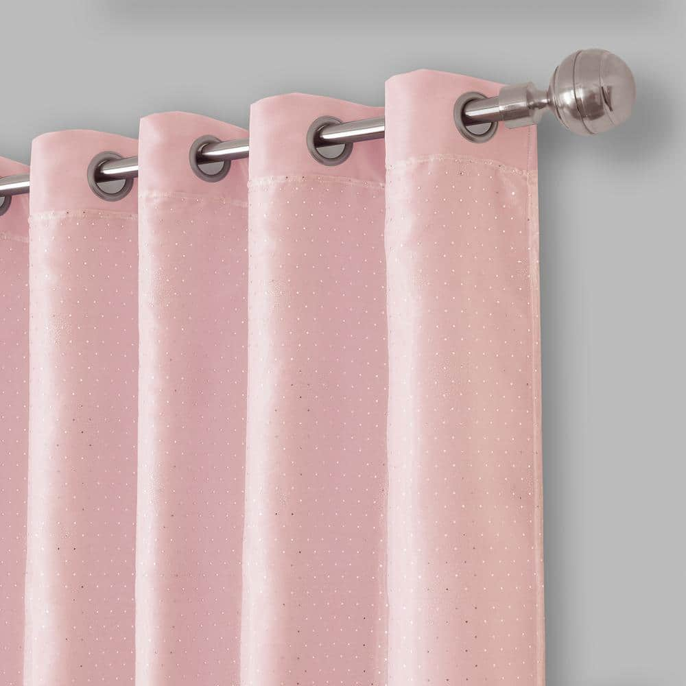 Soft Pink Layered Grommet Blackout Curtain – 52 in. W x 84 in. L