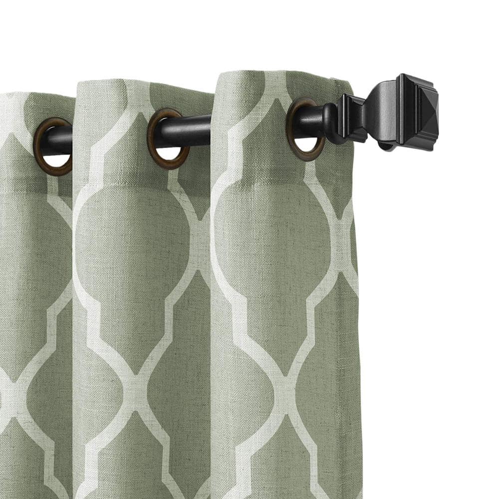 Spa Green Trellis Grommet Room Darkening Curtain – 52 in. W x 120 in. L