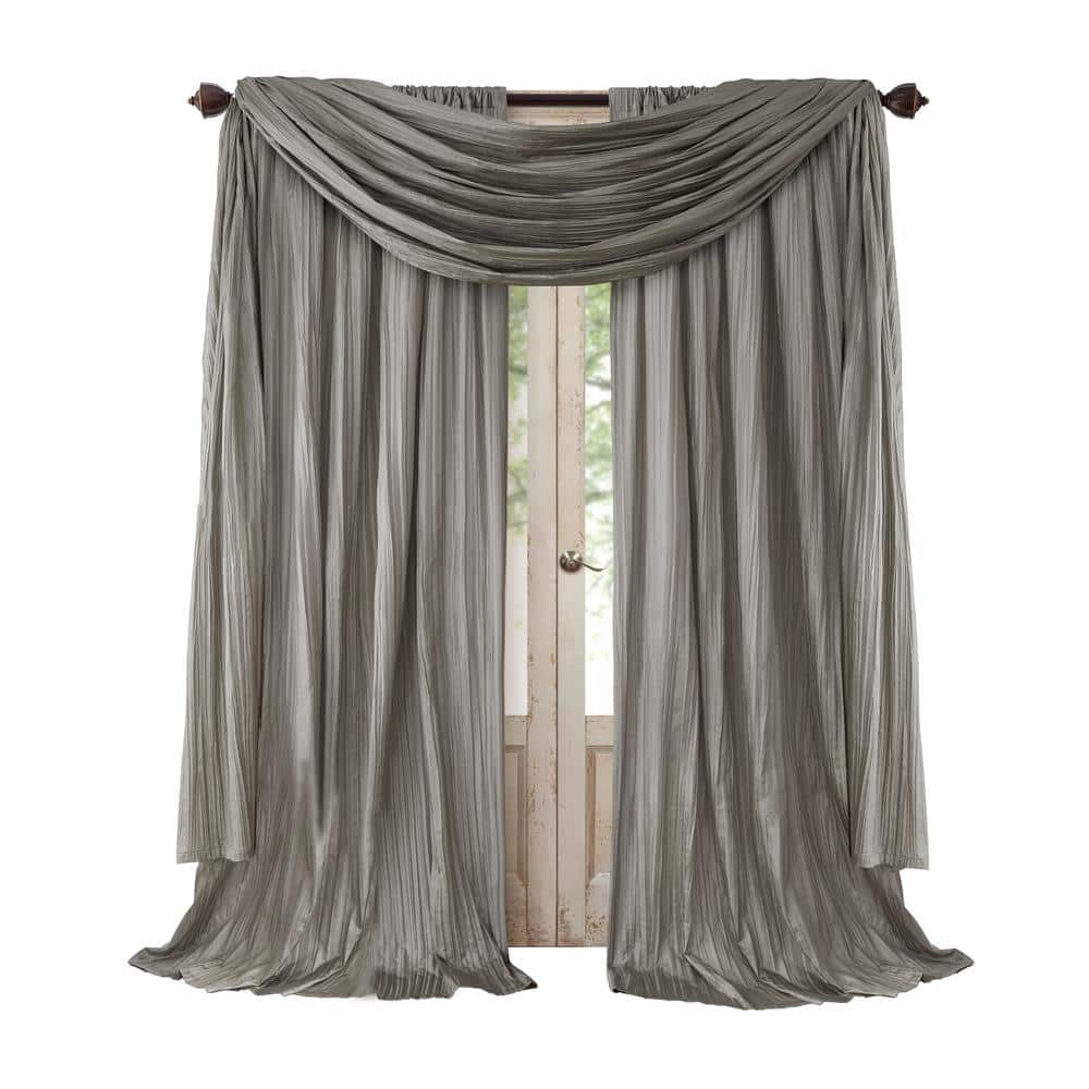 Silver Faux Silk Rod Pocket Room Darkening Curtain – 52 in. W x 95 in. L (Set of 2)