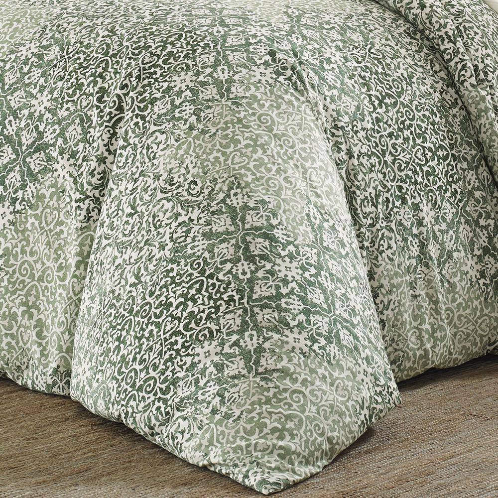 Abingdon 3-Piece Green Floral Cotton King Comforter Set