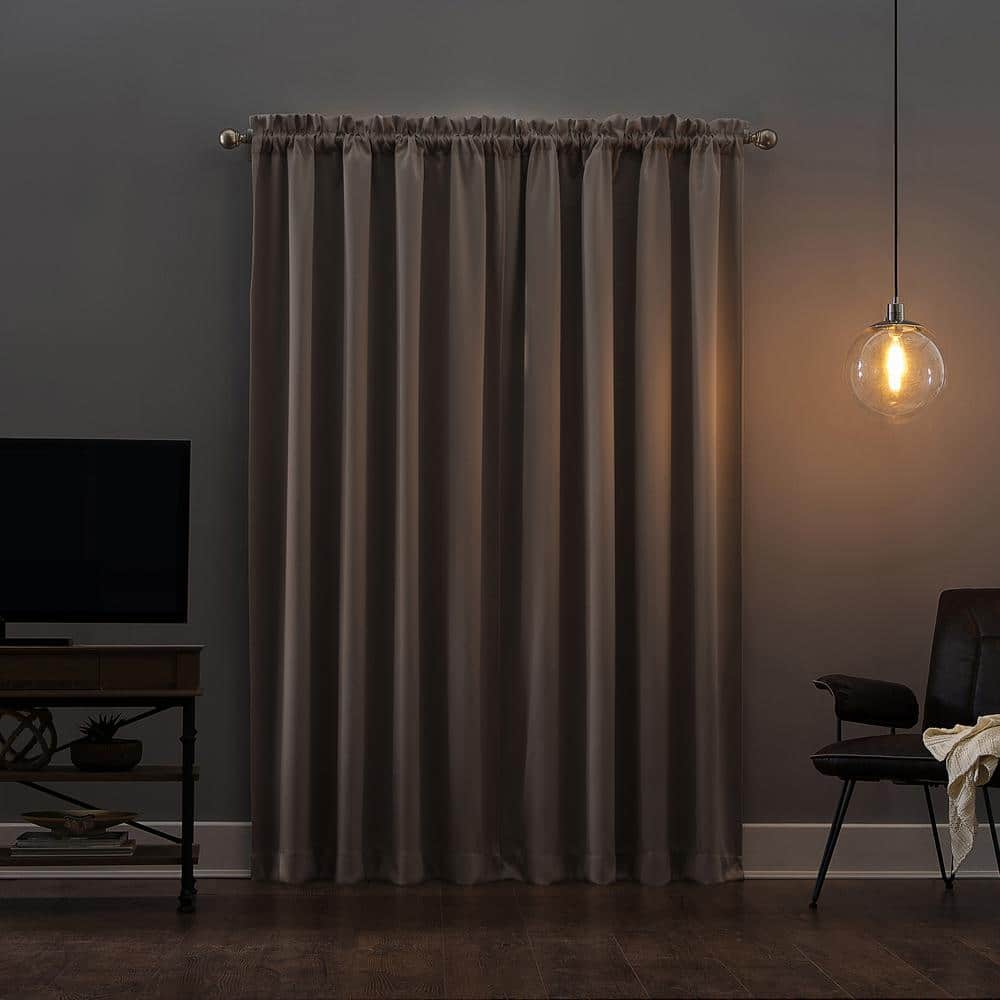 Alna Theater Grade Stone Polyester 52 in. W x 63 in. L Rod Pocket 100% Blackout Curtain (Single Panel)