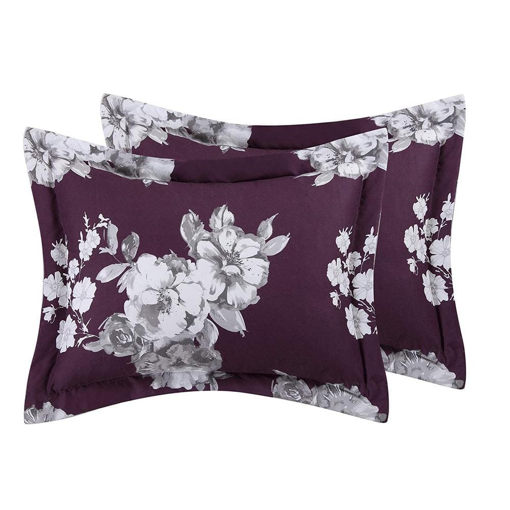 Peony 12-Piece Purple Floral Queen Comforter Set