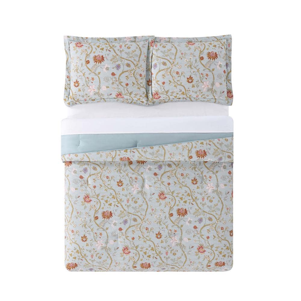 Bedford 3-Piece Blue Floral Full Comforter Set