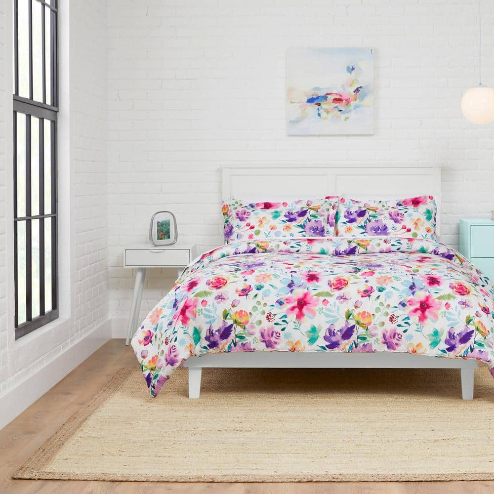 Emme 3-Piece Multi-Color Bright Floral Full/Queen Comforter Set