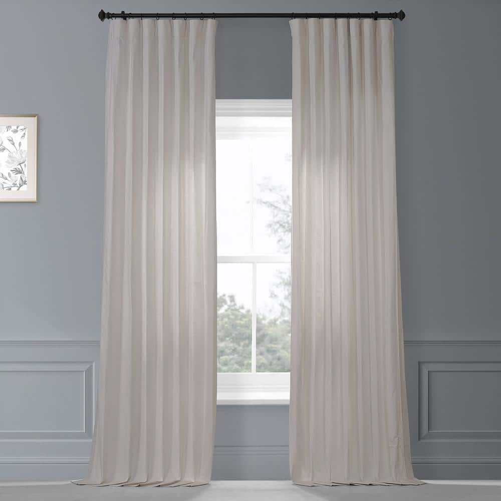 Supreme Cream Beige Dune Textured Solid Cotton Light Filtering Curtain Pair – 50 in. W x 108 in. L (2 Panels)