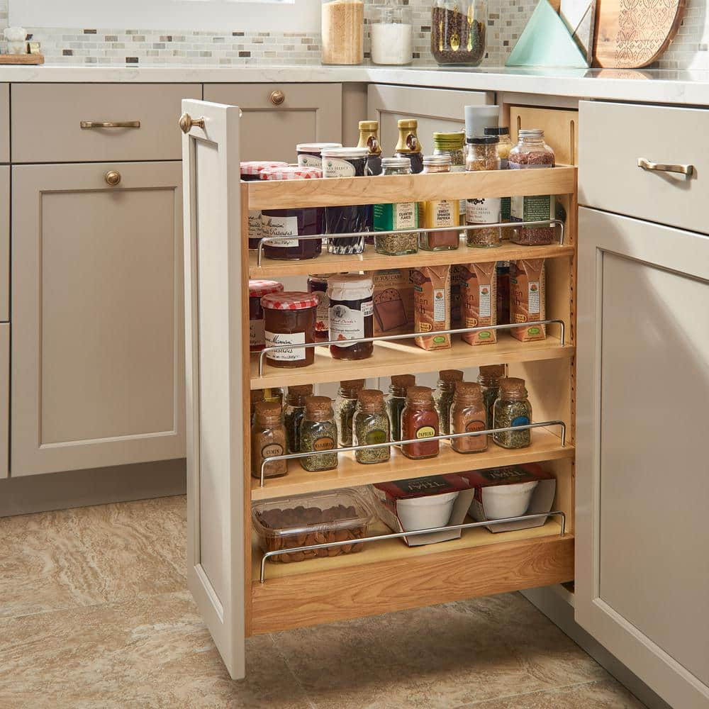 Natural Maple 10.25 in. Pull Out Kitchen Cabinet Organizer Soft-Close