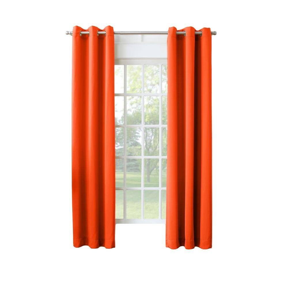 Tangerine Solid Grommet Room Darkening Curtain – 40 in. W x 95 in. L