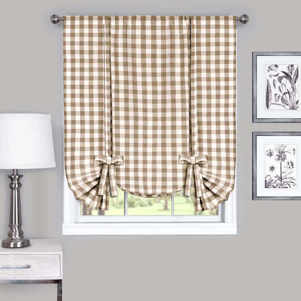 Buffalo Check 42 in. W x 63 in. L Polyester/Cotton Light Filtering Window Panel in Taupe