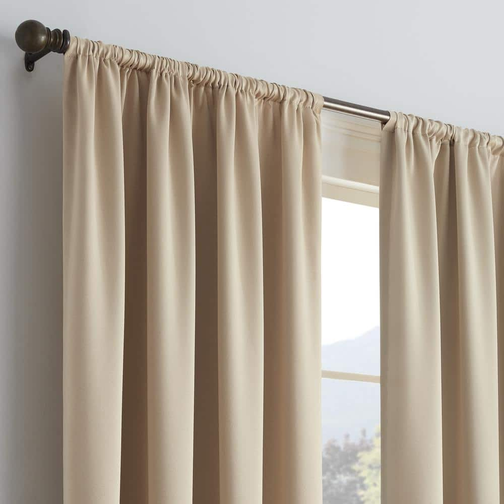 Thermapanel Taupe Solid Polyester 54 in. W x 84 in. L Room Darkening Single Rod Pocket Curtain Panel