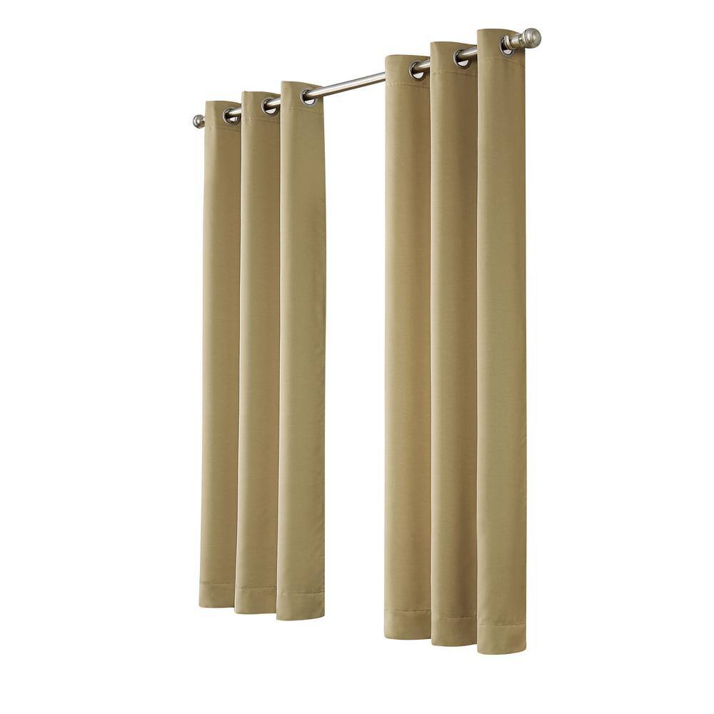 Thermapanel Taupe Solid Polyester 37 in. W x 84 in. L Room Darkening Pair Grommet Top Curtain Panel