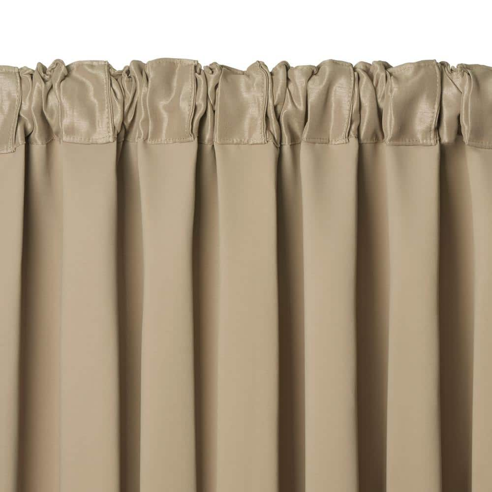 Taupe Faux Silk Rod Pocket Blackout Curtain – 52 in. W x 95 in. L