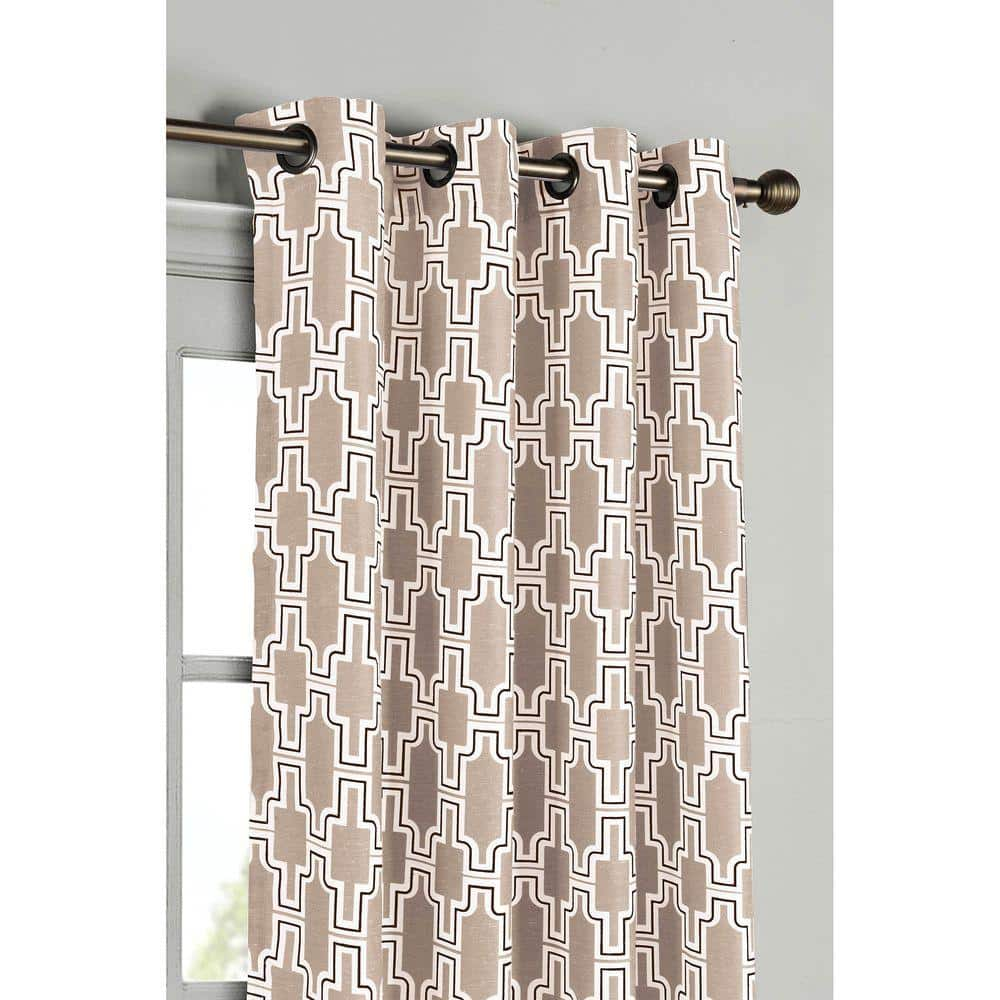 Semi-Opaque Wesley Linen Blend Extra Wide 84 in. L Grommet Curtain Panel Pair, Taupe (Set of 2)