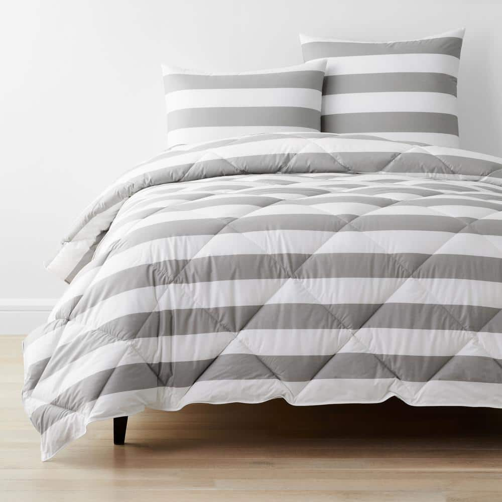 Company Essentials Awning Stripe Gray/White Twin Cotton Comforter