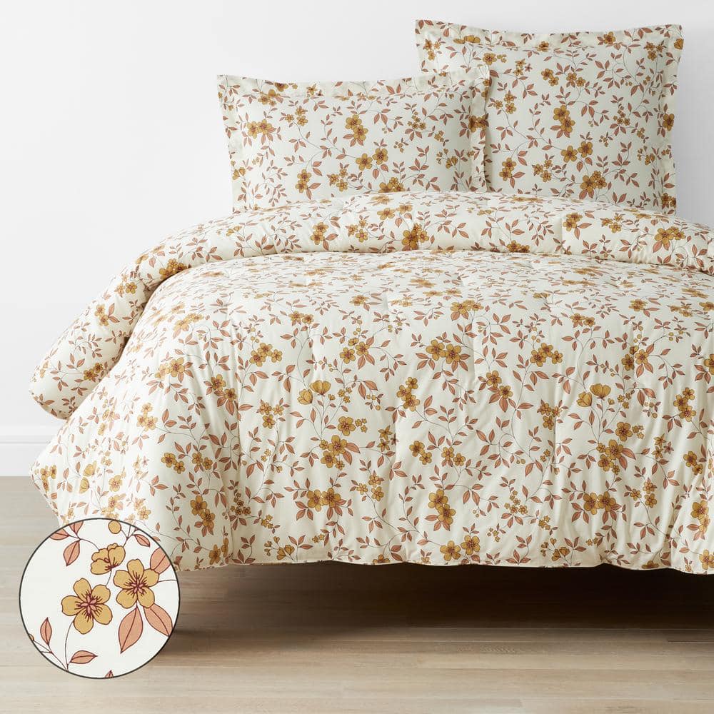 Company Cotton Remi Ditsy Floral Rust Queen Cotton Percale Comforter