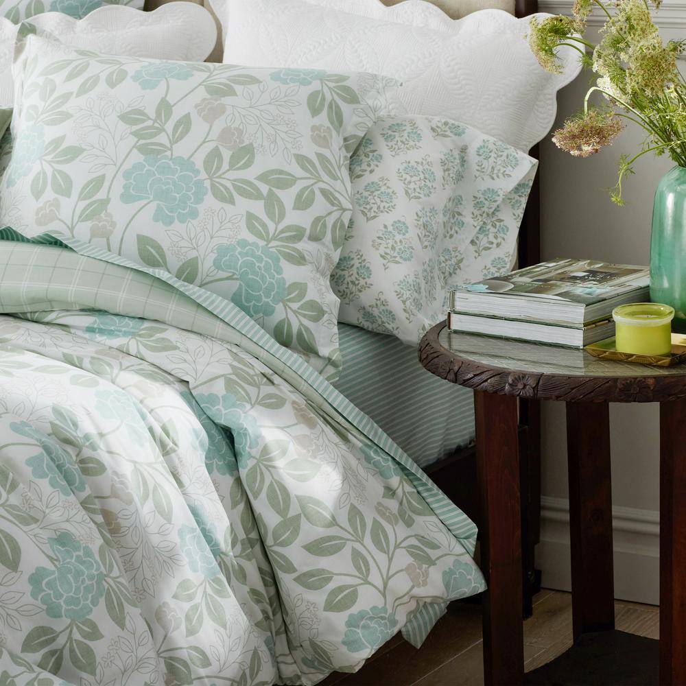 Company Cotton Mariel Floral Sea Blue Twin/Twin XL Cotton Percale Comforter