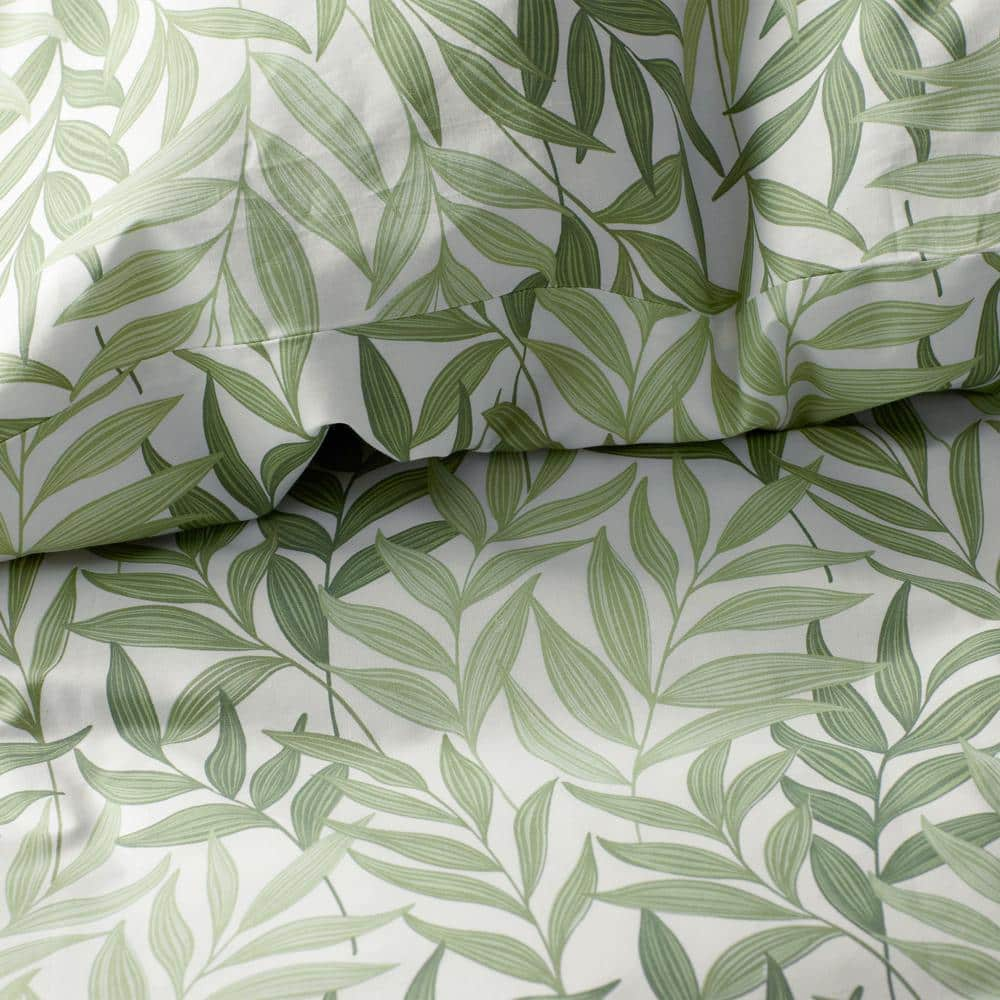 Company Cotton Tulum Leaf Moss Green Floral Twin/Twin XL Cotton Percale Comforter