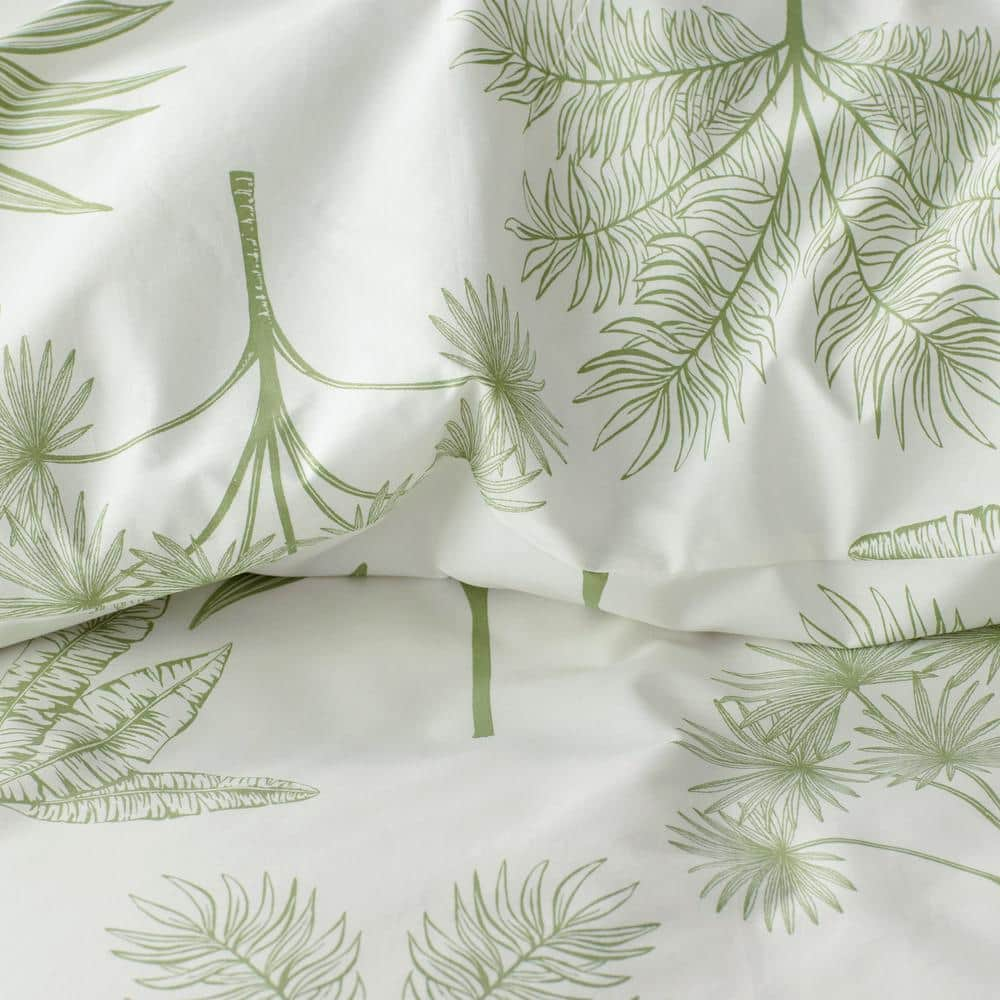 Company Cotton Tulum Forest Moss Green Botanical Full Cotton Percale Comforter