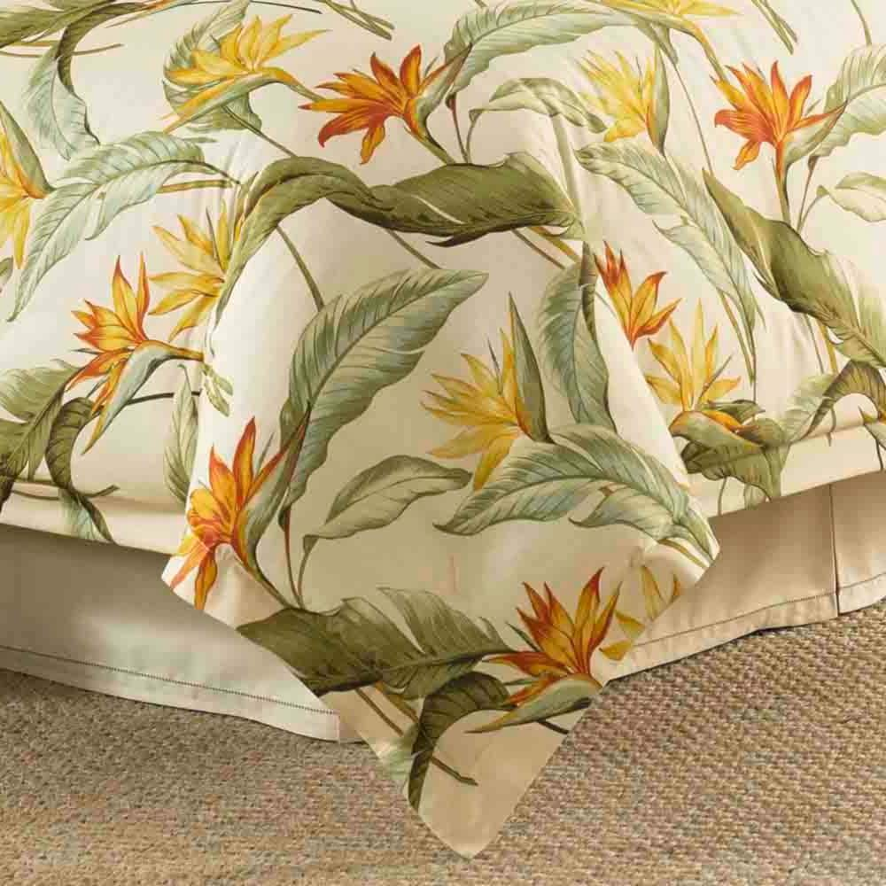 Birds of Paradise 3-Piece White Botanical Cotton King Comforter Set