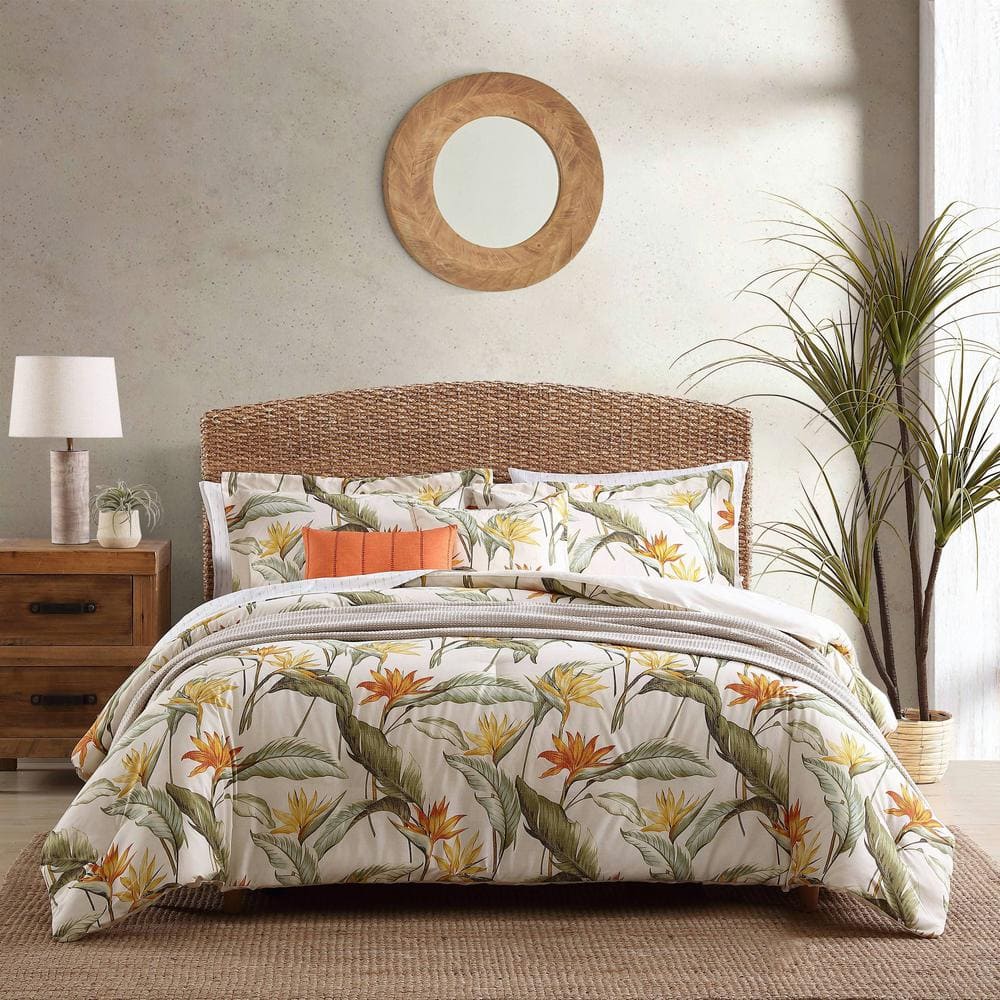 Birds Of Paradise 5-Piece Beige Cotton King Bonus Comforter Set