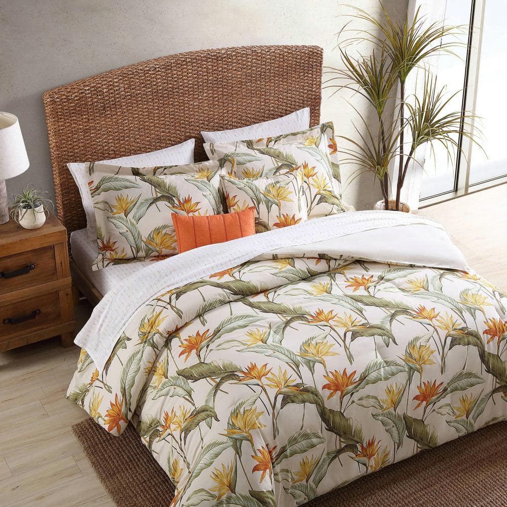 Birds Of Paradise 5-Piece Beige Cotton King Bonus Comforter Set