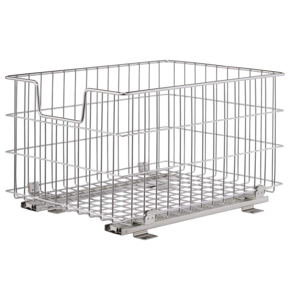 13 in. W x 17.75 in. D x 11 in. H Chrome Wire in Cabinet Pull-Out Bottom Mount Wire Basket