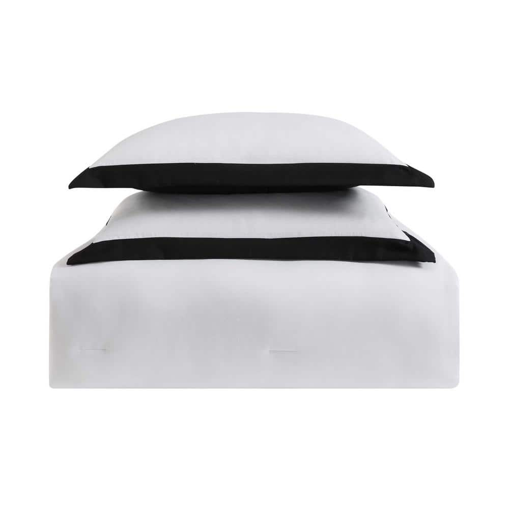 Everyday 7-Piece White and Black Queen Comforter Set