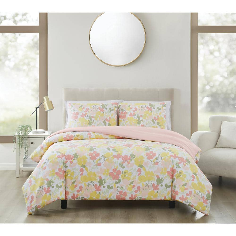 Garden Floral Multi-color Full/Queen 3-Piece Microfiber Comforter Set