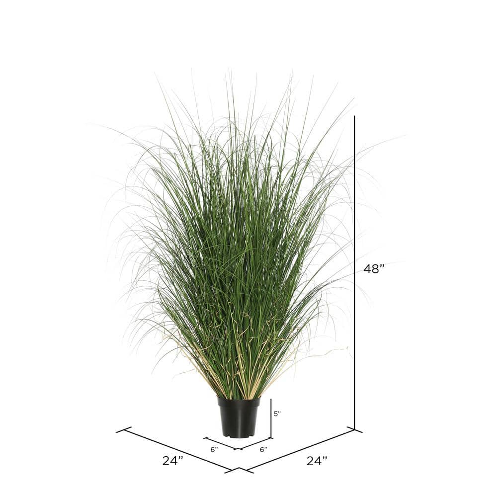 48 in. Artificial Green Curled Everyday Grass in Pot