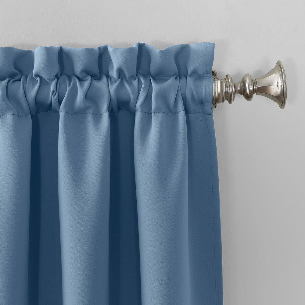 Gregory Vintage Blue Polyester 54 in. W x 84 in. L Rod Pocket Room Darkening Curtain (Single Panel)