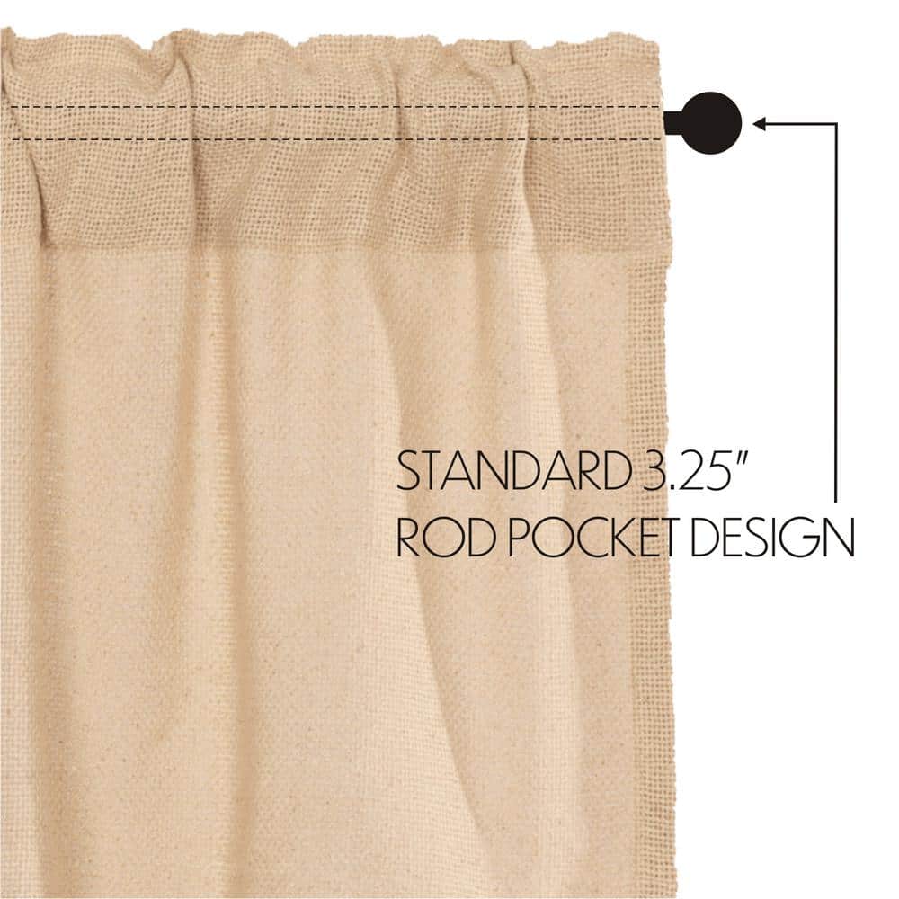 Burlap Vintage Tan 36 in. W x 36 in. L Cotton Light Filtering Rod Pocket Farmhouse Curtain Window Panel Pair