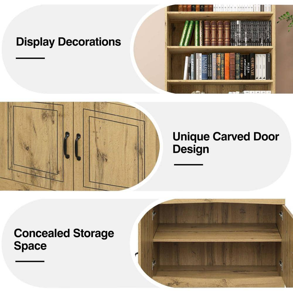 72 in. Kitchen Pantry Cabinet, Walnut Tall Storage Cabinet, Pantry Cupboard with Doors and Adjustable Shelves