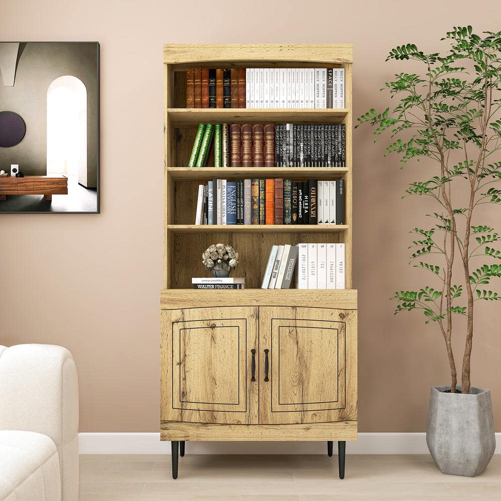 Walnut Kitchen Pantry Cabinet, Tall Storage Cabinet, Pantry Cupboard with Doors, and Adjustable Shelves