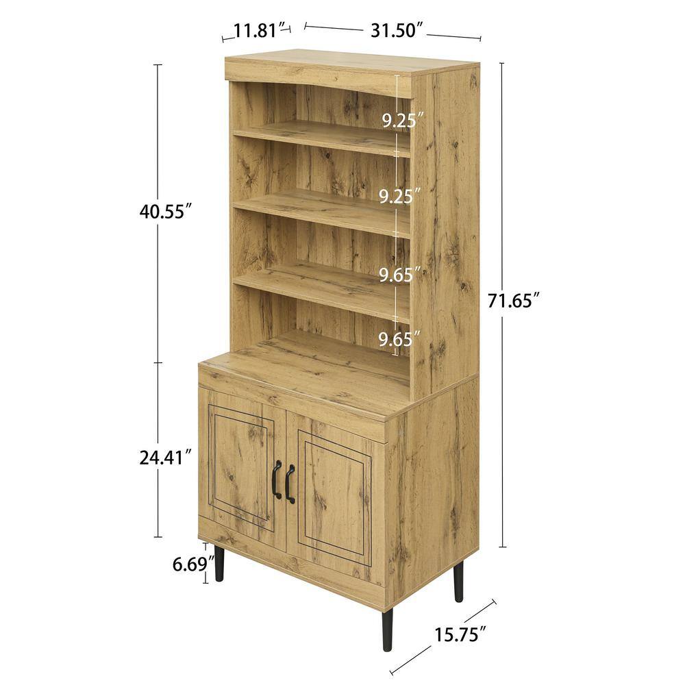 Walnut Kitchen Pantry Cabinet, Tall Storage Cabinet, Pantry Cupboard with Doors, and Adjustable Shelves