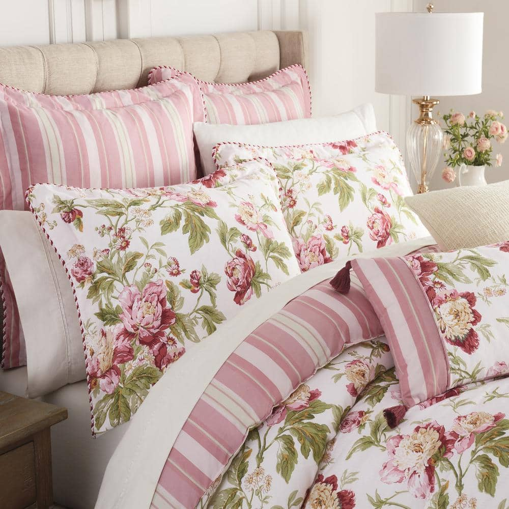 forever Peony 4-Piece Berry Floral Cotton Queen Comforter Set